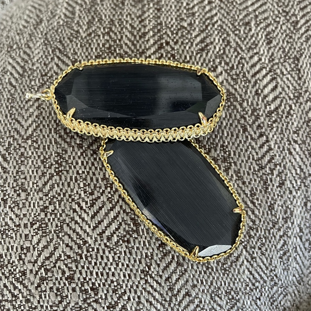 RARE Kendra Scott Deily Statement Earrings, black cat’s eye and gold